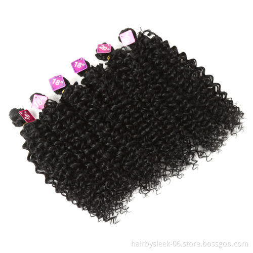 16-20 inches 3 bundles kinky curly with closure synthetic hair  weaving extension afro kinky curl hair for women